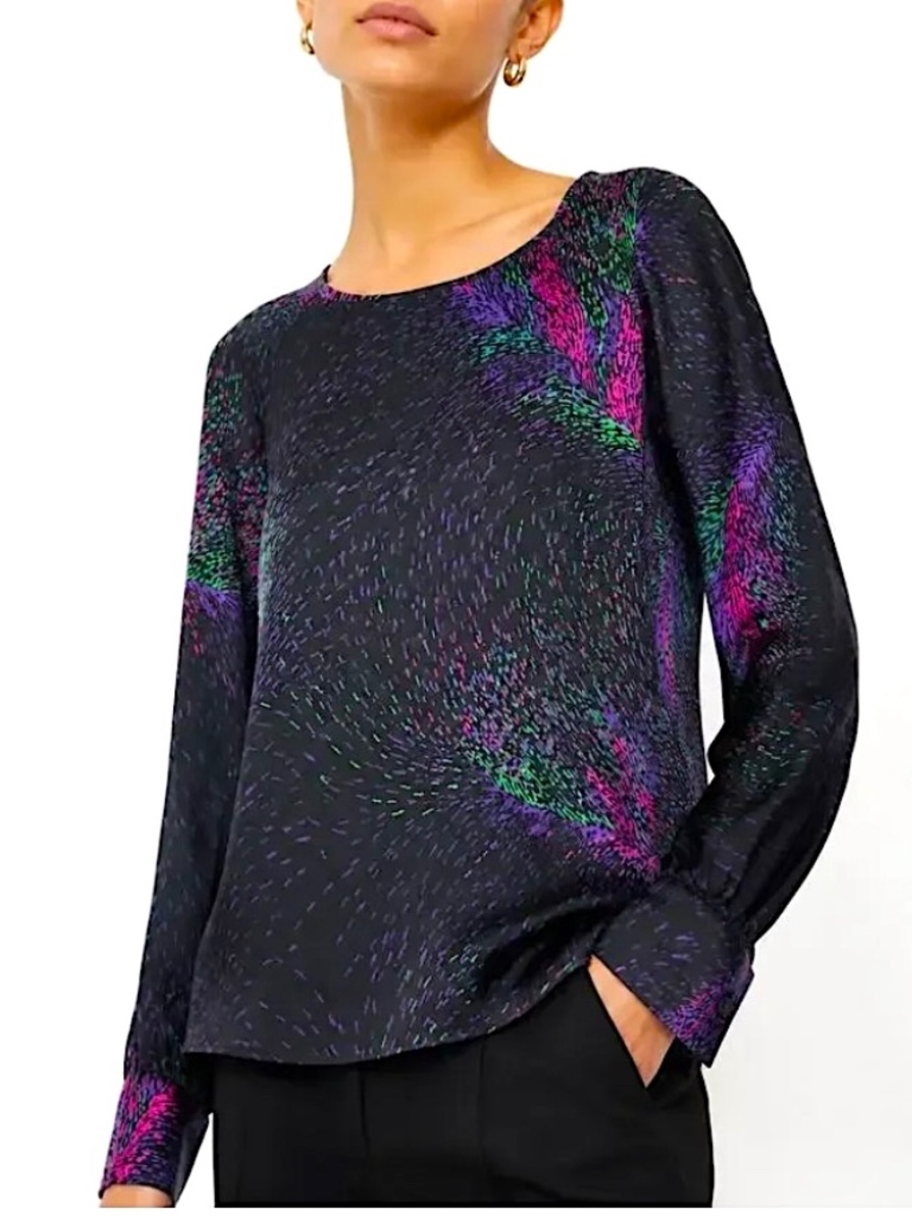 Scilla by Dora Landa Silk Blouse Top Long Sleeve L